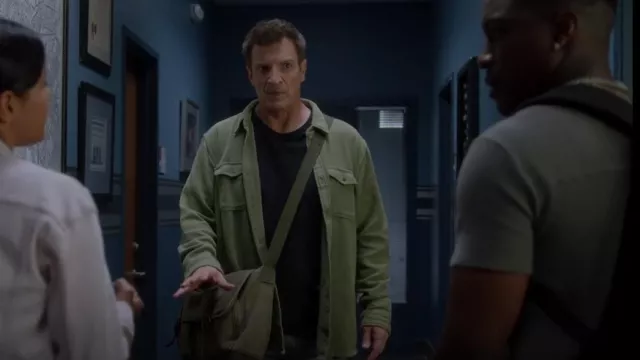 Brooks Brothers French Terry Shacket worn by John Nolan (Nathan Fillion) as  seen in The Rookie (S05E10)