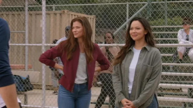 Kancan USA Claire Oversized Shirt Jacket worn by Lucy Chen (Melissa O'Neil) as seen in The Rookie (S05E11)