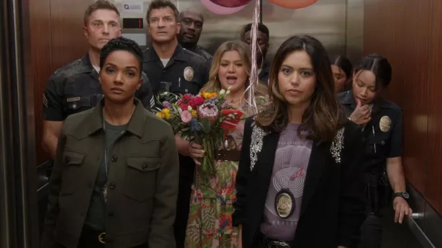 ATM Anthony Thomas Melillo Schoolboy Crewneck Tee worn by Nyla Harper (Mekia Cox) as seen in The Rookie (S05E12)