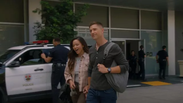 RRL Men's Waffle-Snit Henley worn by Tim Bradford (Eric Winter) as seen in The Rookie (S05E12)