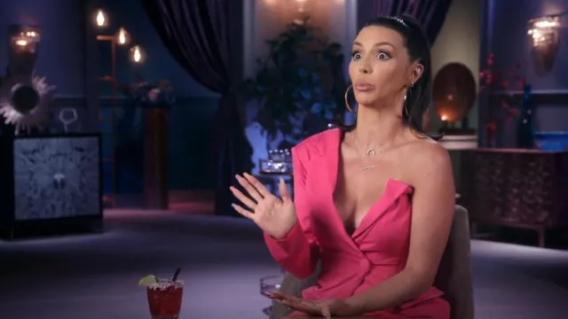 Club L London One Way Pink One Shoulder Blazer Dress worn by Scheana Shay as seen in Vanderpump Rules (S10E01)