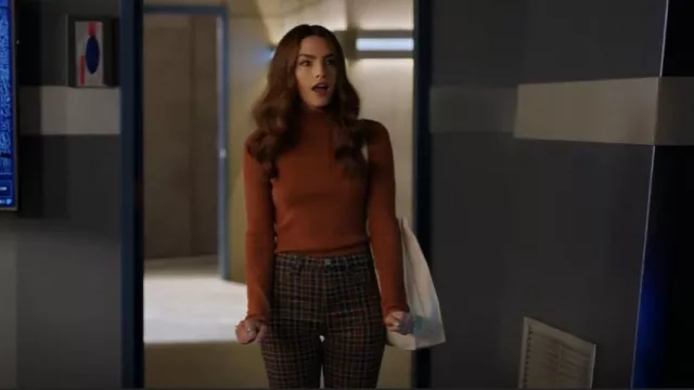 American Eagle Stretch Plaid Super High-Waisted Flare Pant worn by Allegra Garcia (Kayla Compton) as seen in The Flash (S08E07)