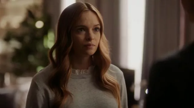 Ted Baker Kaytiie Broderie Lace Collar & Cuff Sweater worn by Caitlin Snow (Danielle Panabaker) as seen in The Flash (S08E14)