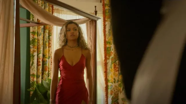  Emma Silk Dress In Red worn by Kiara Carrera (Madison Bailey) as  seen in Outer Banks TV show (S03E01) | Spotern