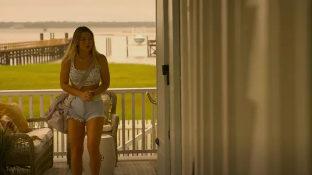 PacSun Eco Rainbow Paneled High Waisted Denim Festival Shorts worn by Sarah Cameron (Madelyn Cline) as seen in Outer Banks (S03E06)