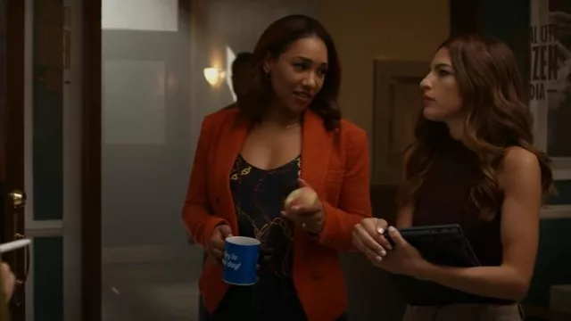 L'Agence Lexi Camisole in Midnight & Gold Lasso Chain worn by Iris West-Allen (Candice Patton) as seen in The Flash (S09E01)