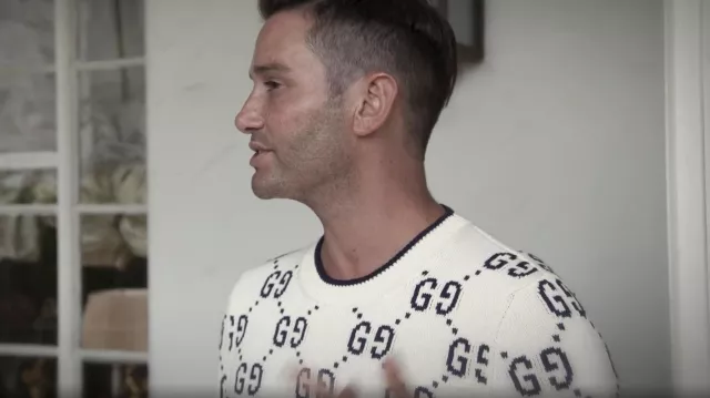 Gucci Off White GG In­tar­sia Sweater worn by Josh Flagg as seen in Million Dollar Listing Los Angeles (S14E10)