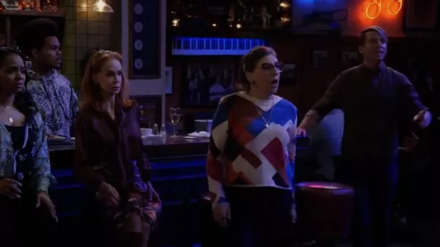 Maeve Long-Sleeve Printed Tee worn by Kat (Mayim Bialik) as seen in ...