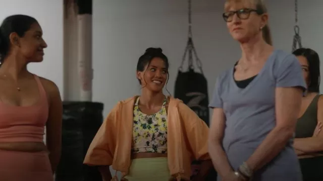 Old Navy Light Support PowerSoft Longline Sports Bra worn by Jenny Matthews  (Jessalyn Wanlim) as seen in Workin' Moms(S07E06)