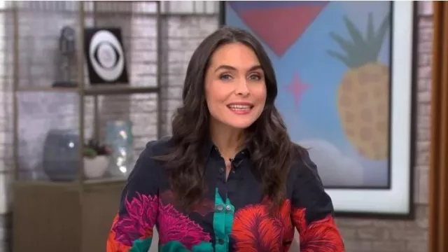 The Kit Alex Jumpsuit in Multi Iris worn by Lilia Luciano as seen in CBS Mornings on February 23, 2023