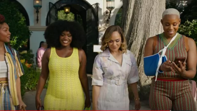 Zimmermann Rhyth­mic Belt­ed Shirt­dress worn by Quinn Joseph (Grace Gealey) as seen in Harlem (S02E07)
