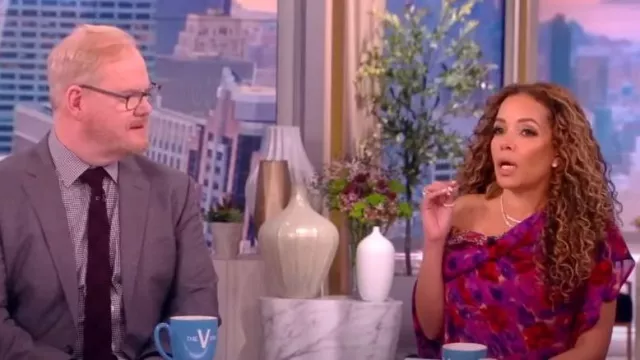 Dries Van Noten Devora Mixed Floral Print Asymmetric Minidress worn by Sunny Hostin as seen in The View on February 27, 2023