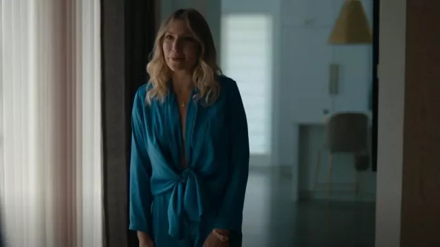 Overlover Stina Satin Tie-Front Jumpsuit worn by Caroline (Ari Graynor) as seen in Surface (S01E02)