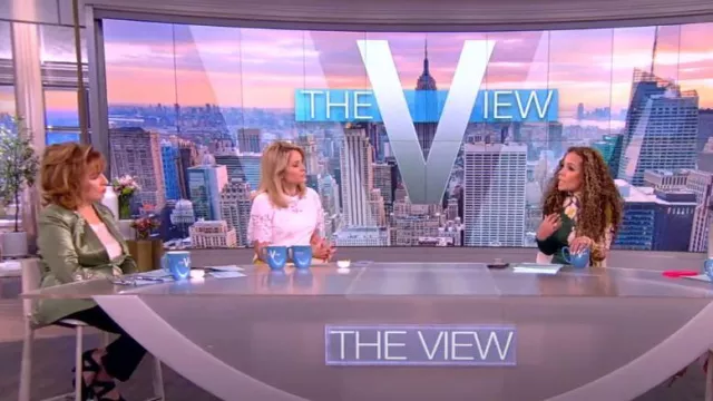 Cinq a Sept Crystal-Embellished Satin Blazer worn by Joy Behar as seen in The View on February 28, 2023