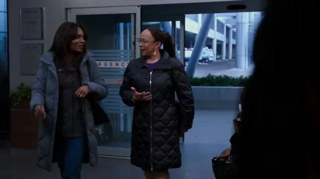 Michael Kors Diamond Quilted Hooded worn by Sharon Goodwin (S. Epatha  Merkerson) as seen in Chicago Med (S08E14) | Spotern