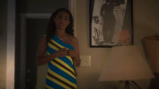 JW Anderson One-shoulder Midi Dress worn by Zoey Johnson (Yara Shahidi) as seen in grown-ish (S05E16)