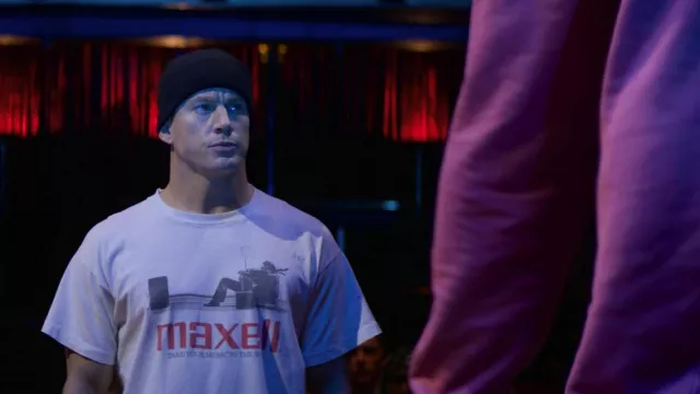 Maxell Consumer Electronics Company T-Shirt worn by Mike Lane (Channing Tatum) as seen in Magic Mike's Last Dance movie