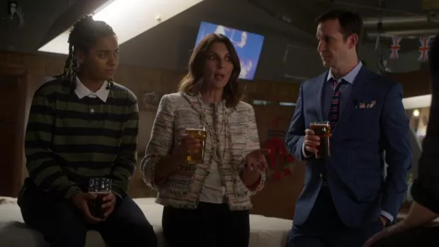 Trina Turk Pepper Tree Jacket worn by Sophie Devereaux (Gina Bellman) as seen in Leverage: Redemption (S02E12)