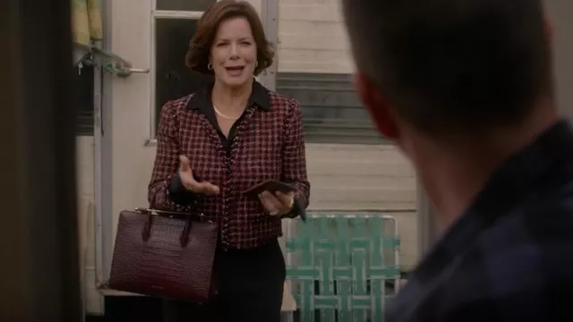 Strathberry Midi Croc-Embossed Leather Tote worn by Margaret (Marcia Gay Harden) as seen in So Help Me Todd (S01E03)