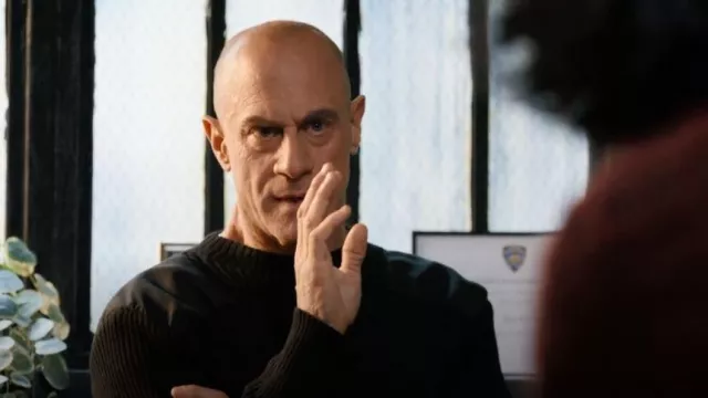 Rag & Bone Men's Military Mixed-Media Crew Sweater worn by Detective Elliot Stabler (Christopher Meloni) as seen in Law & Order: Organized Crime (S03E14)