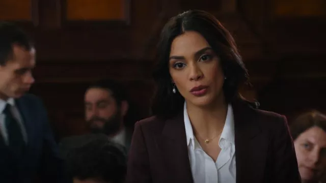 Theory Button Up Shirt worn by Samantha Maroun (Odelya Halevi) as seen in Law & Order (S22E14)