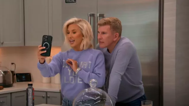 Golden Goose Deluxe Brand Do What You Love Sweater worn by Savannah Chrisley as seen in Chrisley Knows Best (S10E04)