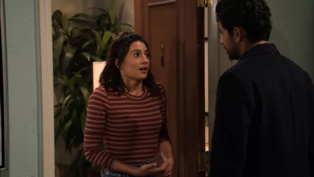 Madewell Fine Ribbed Crewneck Long-Sleeve Tee In Macey Stripe worn by Hannah (Ashley Reyes) as seen in How I Met Your Father (S02E07)