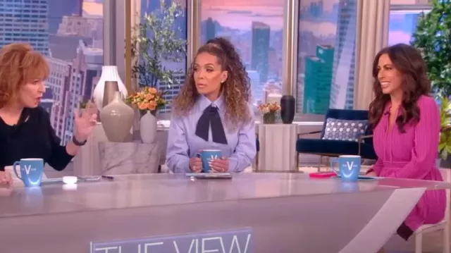Jonathan Simkhai Calypso Pleated Georgette Tie-Front Mini Dress worn by Alyssa Farah as seen in The View on March 8, 2023