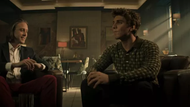 Namacheko Diamond Merino Wool Sweater worn by Adam (Lukas Gage) as seen in You (S04E06)
