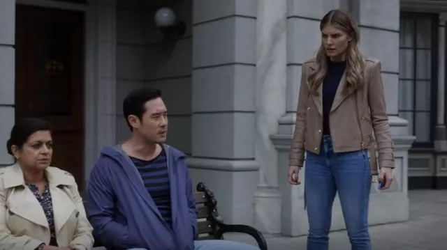 L'Agence Bil­lie Leather Jack­et worn by Addison Augustine (Caitlin Bassett) as seen in Quantum Leap (S01E13)