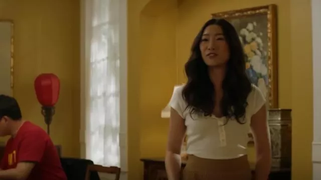 Free People One of the Girls Short Sleeve Henley worn by Nicky Shen (Olivia Liang) as seen in Kung Fu (S03E11)