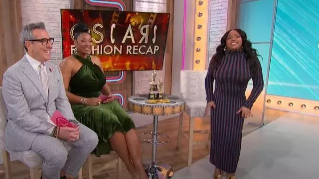 Taylor Taylor Green Velvet Halter Neck Dress worn by Liris Crosse as seen in Sherri on March 13, 2023
