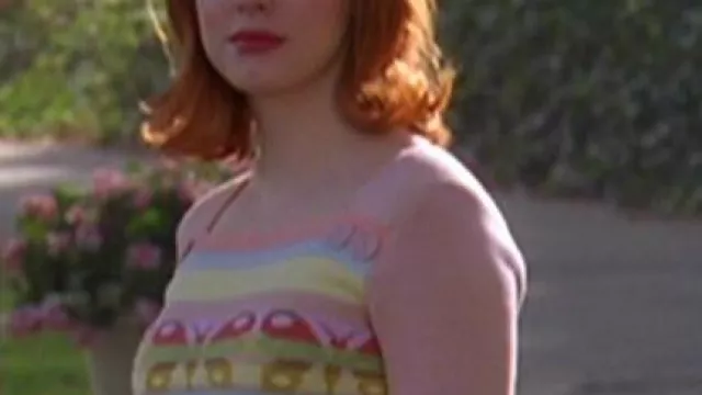The Marc Jacobs butterfly print sweater worn by Paige Matthews (Rose McGowan) in the Charmed series (S05E13)
