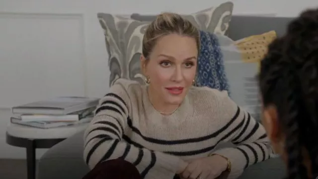 Khaite Til­da Striped Cash­mere Sweater worn by Laura Fine-Baker (Monet Mazur) as seen in All American (S05E13)