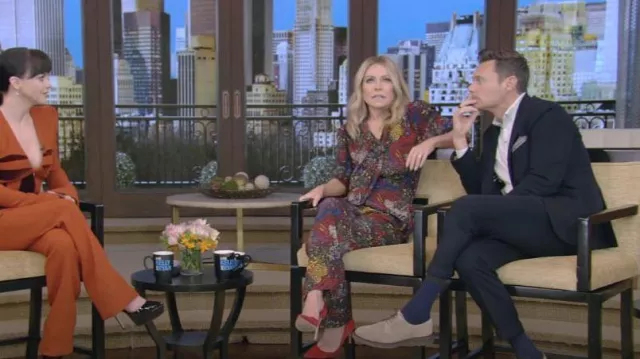 Zadig and Voltaire Captain Print Jumpsuit worn by Kelly Ripa as seen in LIVE with Kelly and Mark on March 14, 2023