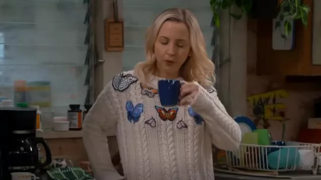 Sunset & Spring Butterfly Cable-Knit Sweater worn by Becky Conner-Healy (Lecy Goranson) as seen in The Conners (S05E17)