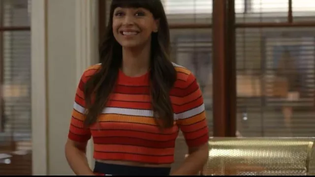 Tory Sport Tory Burch Striped Skirt worn by Sam (Hannah Simone) as seen in Not Dead Yet (S01E07)