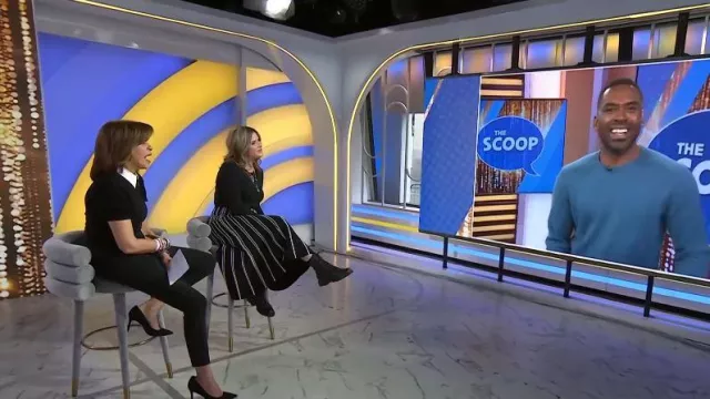 Lela Rose Linear Stripe Knit Midi Skirt worn by Jenna Bush Hager as seen in Today with Hoda & Jenna on March 14, 2023
