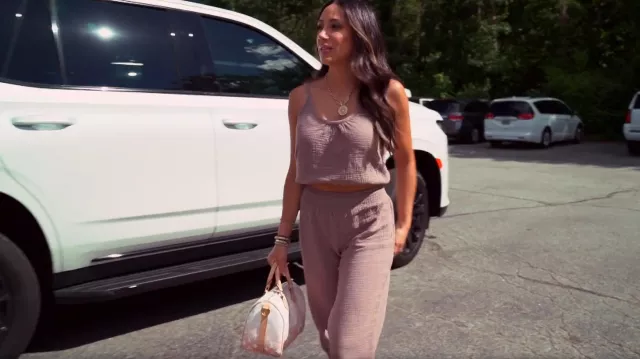 Louis Vuitton Pink/Purple Lambskin Leather Pochette Coussin Crossbody worn  by Melissa Gorga as seen in The Real Housewives of New Jersey (S12E03)