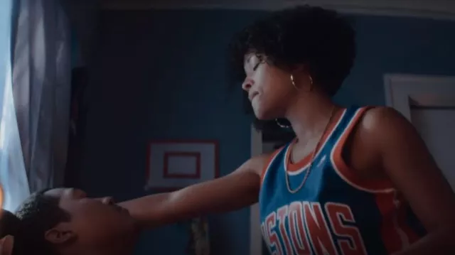 Mitchell & Ness NBA Pistons Jer­sey worn by Kato (Ajiona Alexus) as seen in BMF (Season 2 Episode 4)