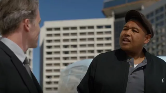 Ralph Lauren Jersey Bomber Jacket worn by Albert 'Gib' Gibson (Omar Benson Miller) as seen in True Lies (S01E03)