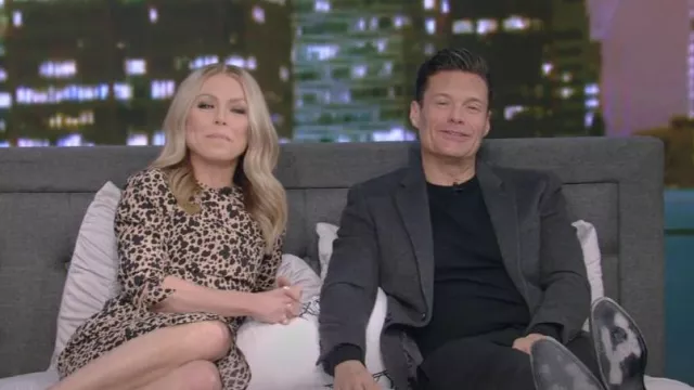 Reformation Port Print Long Sleeve Midi Dress worn by Kelly Ripa as seen in LIVE with Kelly and Mark on  March 15, 2023