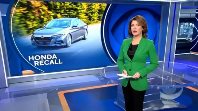 Victoria Beckham Single-Breasted Blazer worn by Norah O'Donnell as seen in CBS Evening News on March 15, 2023