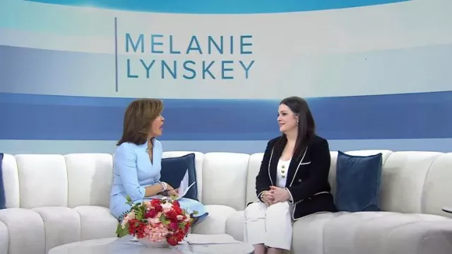 Valentino Double-Breasted Wool Tweed Blazer worn by Melanie Lynskey as seen in Today on March 16, 2023