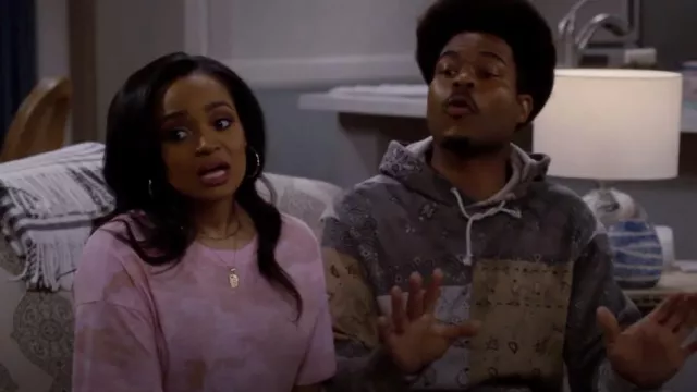 Sanctuary Everyday Camo Knit Top worn by Randi (Kyla Pratt) as seen in Call Me Kat (S03E18)