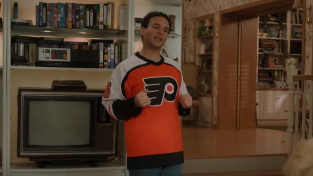Fanatics Branded Paul Coffey Orange Philadelphia Flyers Premier Breakaway Camiseta de jugador retirado usada por Barry Goldberg (Troy Gentile) como se ve en la serie de televisión The Goldbergs (S10E17)