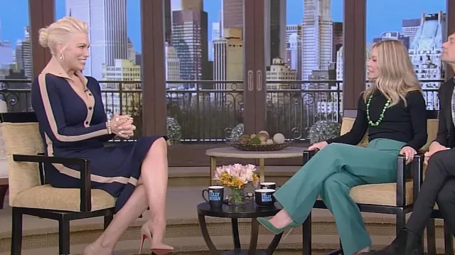 Robe midi côtelée Reiss Nikola Colorblock portée par Hannah Waddingham comme vu en LIVE avec Kelly et Mark le 17 mars 2023
