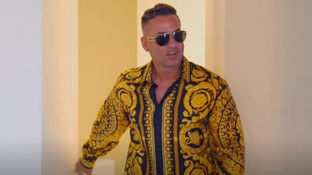 Versace Printed Long Sleeve Silk Shirt worn by Roger Mathews as seen in  Jersey Shore: Family Vacation (S06)