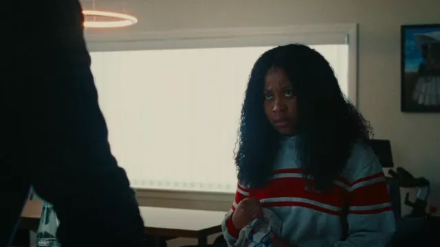 Wilson 80s Distressed Sweatshirt Hooded Grey porté par Dre (Dominique Fishback) comme vu dans Swarm (S01E03)