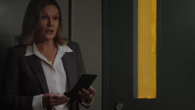 Theory Classic Fitted Shirt worn by Capt. Elaine Maynard (Claudia Christian) as seen in 9-1-1 (S06E12)